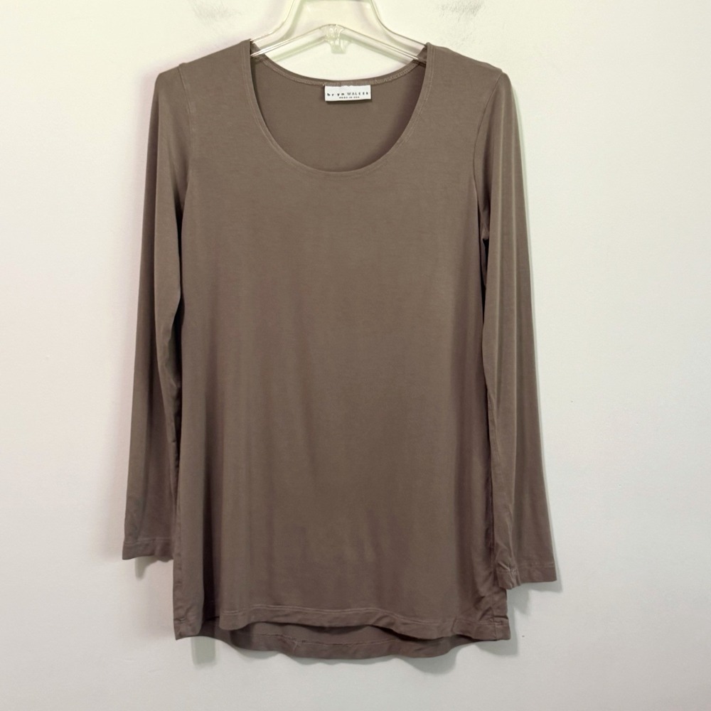 Bryn‎ Walker Scoop Neck Tee S Micro Modal Long Sleeve Stone Soft Popover FLAW